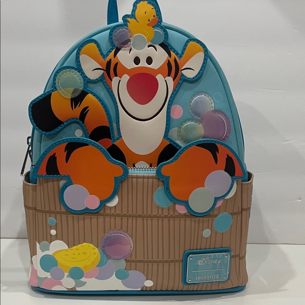 Loungefly Disney Winnie the Pooh TIGGER Bath Time Blue and Brown Backpack